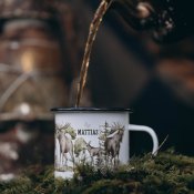 mugg svensk älg emaljmugg med eget namn present till jägare happy mug