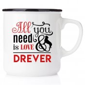 enamel mug emaljmugg hundmugg All you need is love & drever emaljmugg