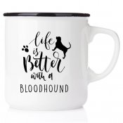 enamel mug emaljmugg hundmugg Life is better with a Bloodhound emaljmugg