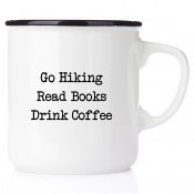 äventyrsmugg äventyrare emaljmugg happy mug present till en vandrare Go Hiking Read Books Drink coffeee