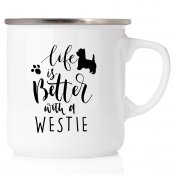 Life is better with a westie All you need is love & Westie Westie akvarell enamel mug emaljmugg hundmugg
West highland white te