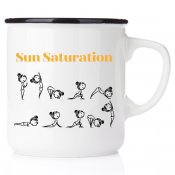 sun saturation mug enamel mug emaljmugg yoga solhälsningen present till någon som yogar bästa starten på dagen