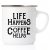Life happens coffee helps mugg kaffekopp i emalj till någon som älskar kaffe presentkaffe kaffemugg inspiration emaljmugg happy
