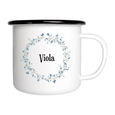 Emaljmugg - Små blå blommor med eget namn
