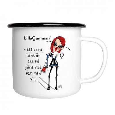 Lilla Gumman – att vara tant är att få göra vad fan man vill
emaljmugg svart kant