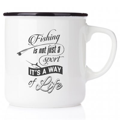 fiskemugg enaljmugg Cast away your troubles - Go Fishing enamel fishing mug mugg emaljmugg fishing is a way of life present till