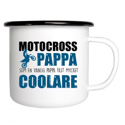 motocrosspappa precis som en vanlig pappa fast mycket coolare mx dad emaljmugg metallmugg happy mug