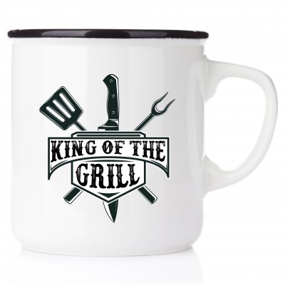 King of the grill present till grillkung grillmästare till en som älskar att grilla happymug emaljmugg