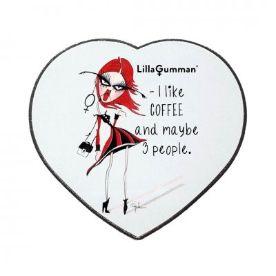 Lilla gumman kylskåpsmagnet I like coffee and maybe 3 people