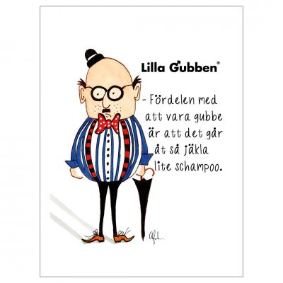Lilla gubben - Fördelen med
att vara gubbe är att det går åt så jäkla lite schampoo.