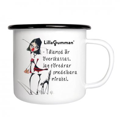 Lilla gumman - Tålamod är överskattat. Jag föredrar omedelbara mirakel. emaljmugg