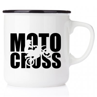 Motocross crossmugg mugg på crossbanan i metall emaljmugg Happymug enamel mx mug