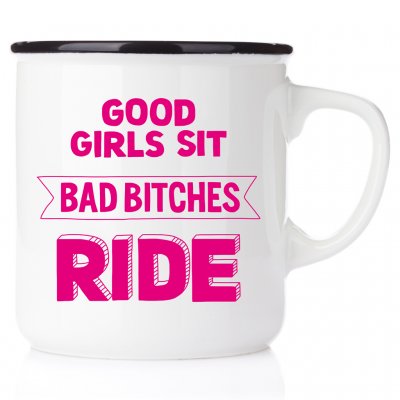 God girls sit. Bad bitches ride motocrossmugg för tjejer mxgirl emaljmugg för crossbanan present till en som kör motocross cross