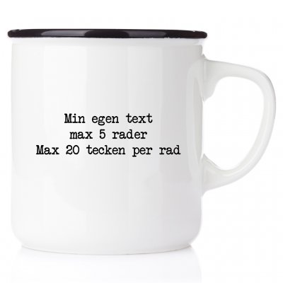 namnmugg egen text på emaljmugg
mugg med egen text eget tryck personlig mugg emaljmugg bröllopspresent emalj happy mug