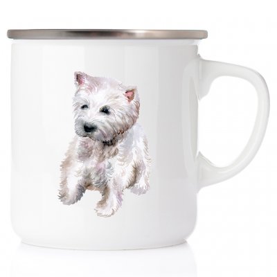 Westie akvarell enamel mug emaljmugg hundmugg
West highland white terrier
westie present